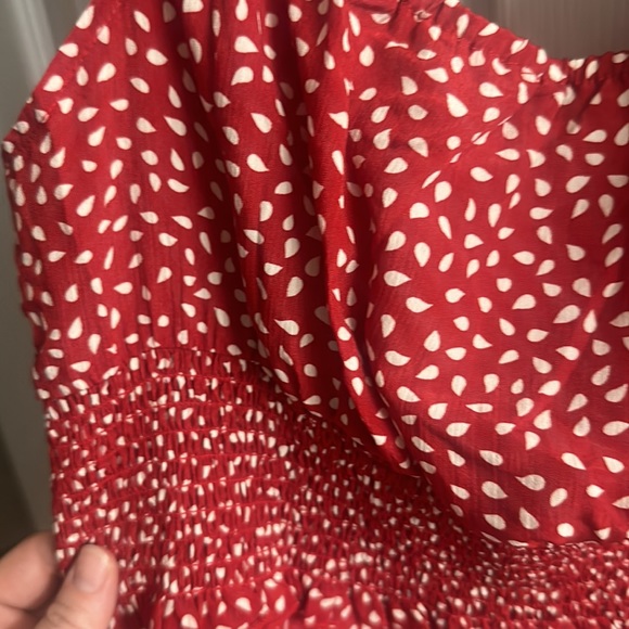 Red and white off shoulder mini dress - Picture 2 of 2